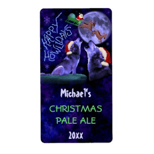 Étiquette Drôle Noël Pun Loup Bière Bouteille Artisanat Bras