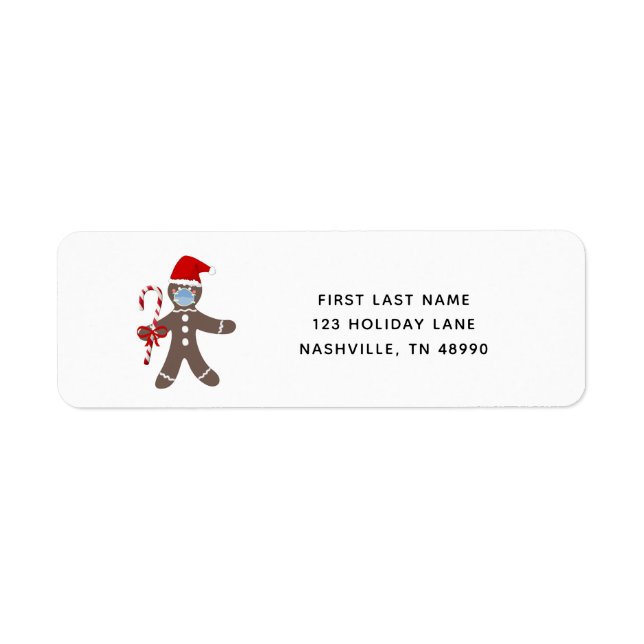 Étiquette Drôle pain d'épice visage Rouge Adresse de Noël (Devant)