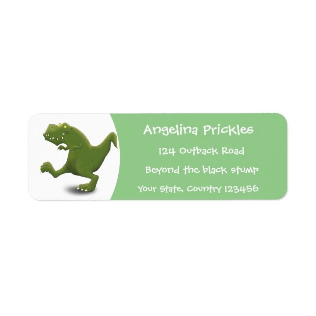Étiquette Drôle T rex dinosaure dessin animé humour (Devant)