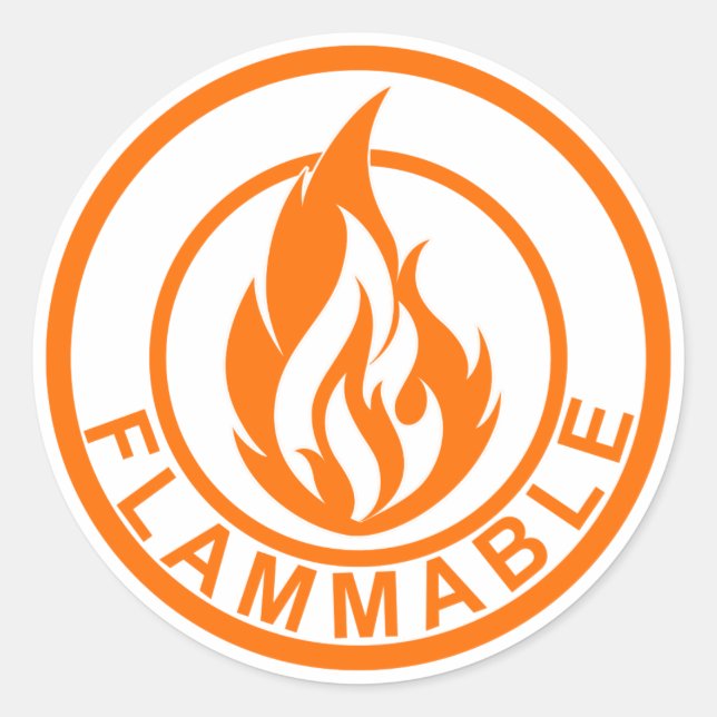 Étiquette du cercle de feu inflammable orange (Devant)