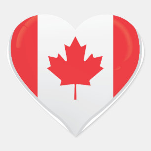 Étiquette du coeur de la fierté du drapeau canadie