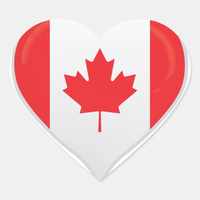 Étiquette du coeur de la fierté du drapeau canadie (Devant)