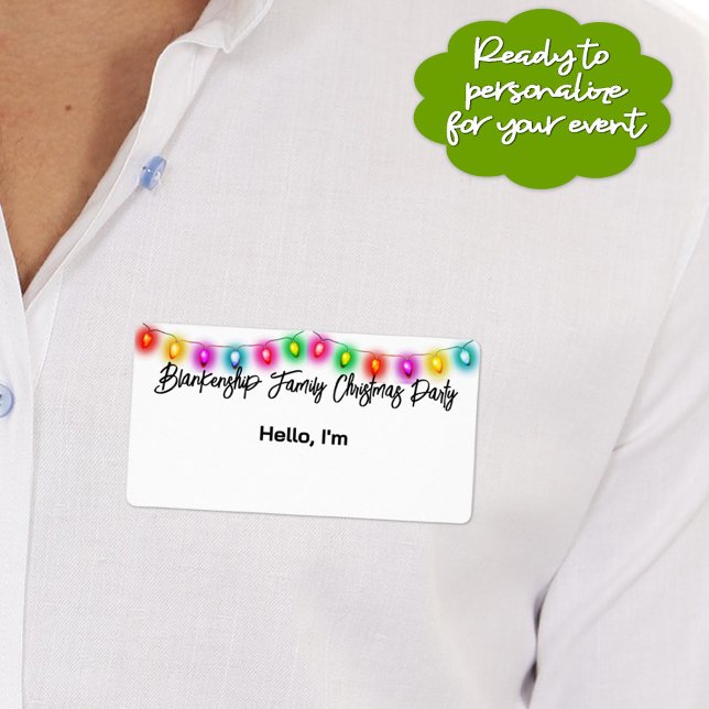 Étiquette du Étiquette papier des feux de Noël (Help your guests remember names with a colorful adhesive sticker name tag personalized at the event.)