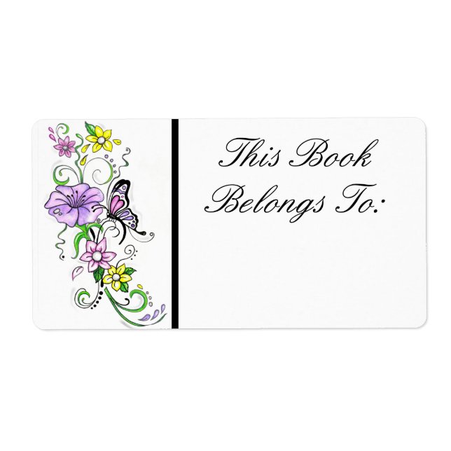 Étiquette du livre papillon floral (Devant)