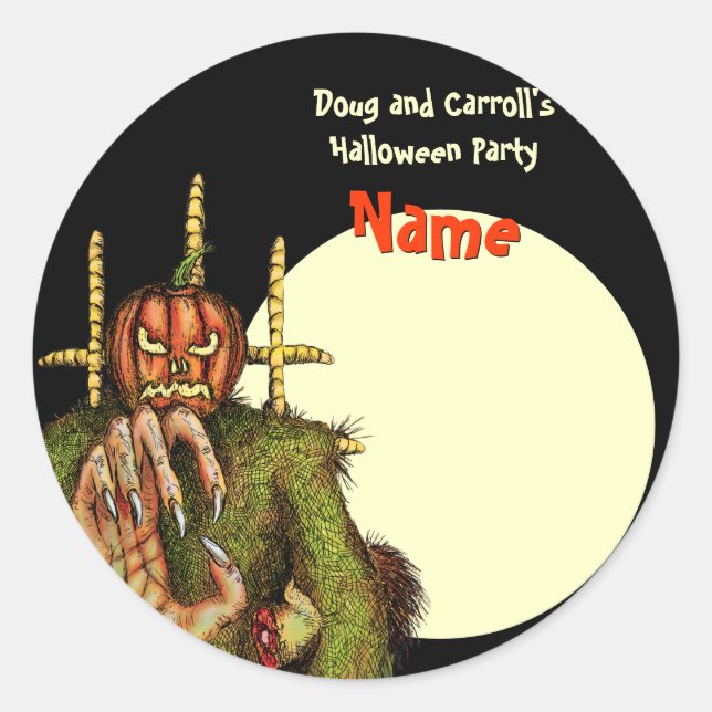 Étiquette du nom de la fête d'Halloween - Tête Cit (Devant)
