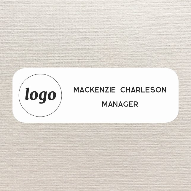 Étiquette du nom du personnel de l'employé magnéti (Simple logo staff employee name and job title custom name badge with magnetic or pin back)