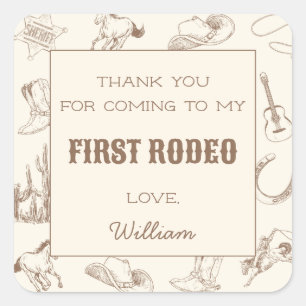 Étiquette du premier Rodeo Cowboy Western Merci