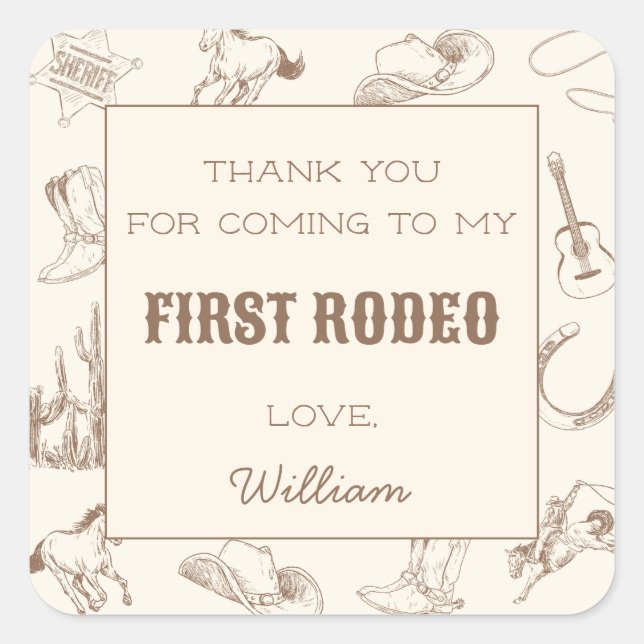 Étiquette du premier Rodeo Cowboy Western Merci (Devant)