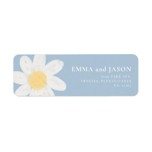 Étiquette Dusty Blue Boho Daisy Floral Adresse de retour Lab