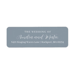 Étiquette Dusty Blue Calligraphy Mariage Adresse de retour