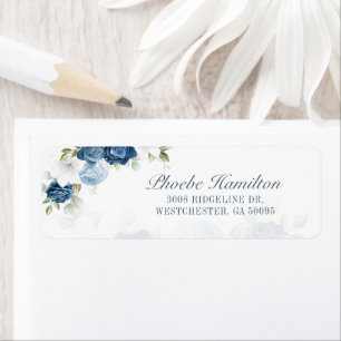 Étiquette Dusty Blue Floral Bloom Eucalyptus Return Address