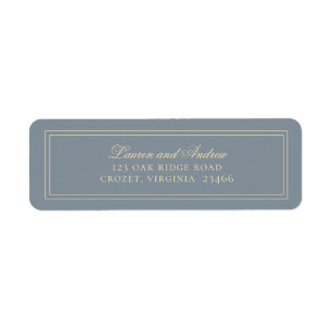 Étiquette Dusty Blue-Grey & Gold Minimalist Adresse de retou