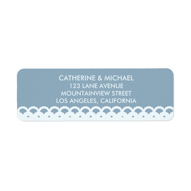 Étiquette Dusty Blue Lace Motif Élégant Mariage classique (Devant)