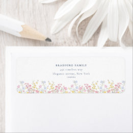 Étiquette Dusty Blue Script Boho Wildflowers Wedding 