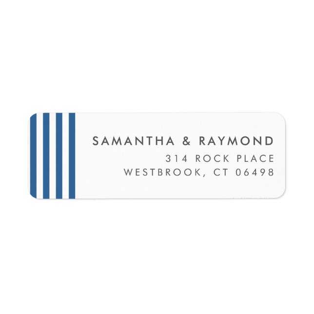 Étiquette Dusty Blue Stripes Nautique Adresse de retour (Devant)