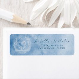 Étiquette Dusty Blue Swan Lake Mariage Adresse de retour Lab