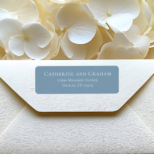 Étiquette Dusty Blue White Typography Mariage Adresse de ret