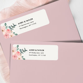 Étiquette Dusty Blush Pink Floral Return Address Label