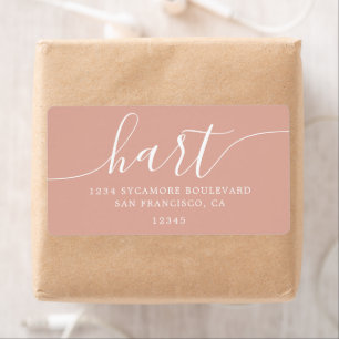 Étiquette Dusty Pink Modern Script Adresse de retour