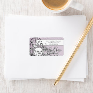 Étiquette Dusty Purple Damask Musical Vintage Birdcage