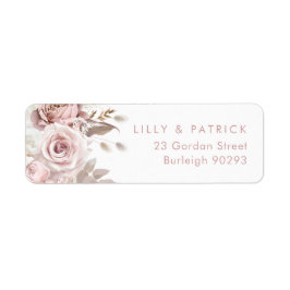 Étiquette Dusty Rose & Blush Modern Mariage Adresse de retou