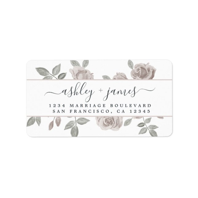 Étiquette Dusty Rose Floral Mariage Adresse de retour (Devant)