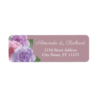 Étiquette Dusty Rose rose violet Mariage floral élégant