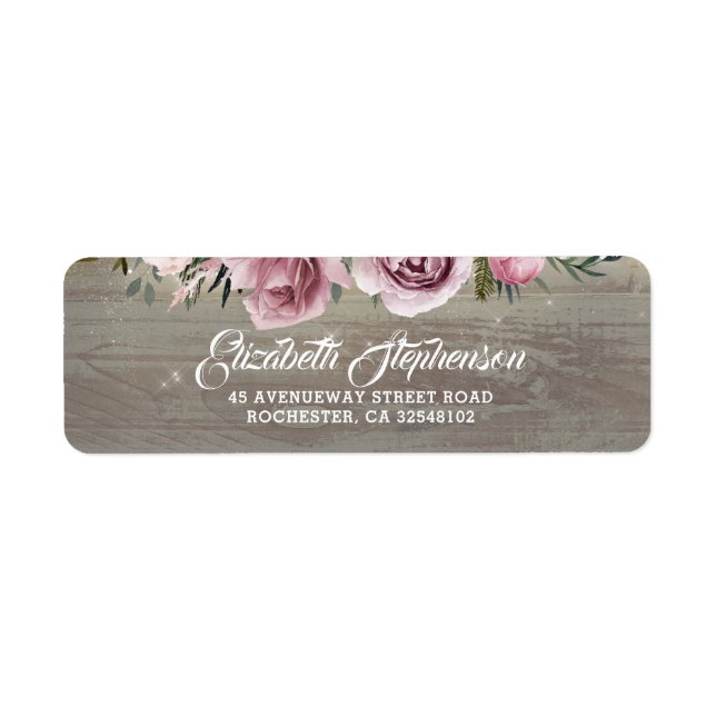 Étiquette Dusty Rose Rustic Country Floral Mariage (Devant)