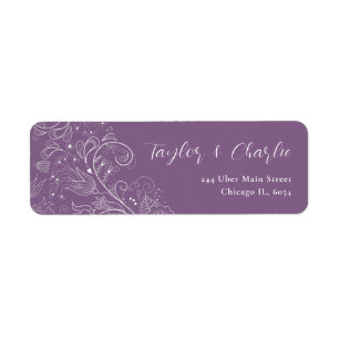 Étiquette Dusty violet élégant Mariage floral