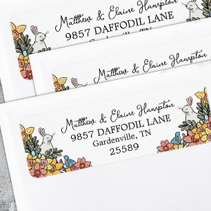 Étiquette Easter Birds and Bunny Adresse de retour