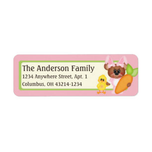 Étiquette Easter Bunny Belinda Teddy Bear & Chick Adresse