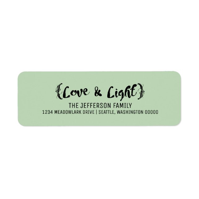 Étiquette Ebony Elegant Sketched Love & Light Holiday (Devant)