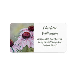 Étiquette Echinacea Daisy Flowers in Watercolor Adresse