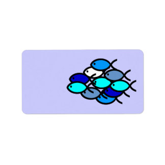 Étiquette École des symboles de poissons chrétiens - Bleu -