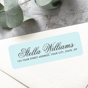 Étiquette Écriture calligraphique bleu aqua lumineux romanti