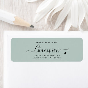 Étiquette Écriture minimaliste romantique Mariage Vert Menth