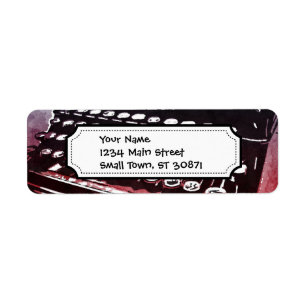 Étiquette Écrivain avec Typewriter Blue Red Pop Art