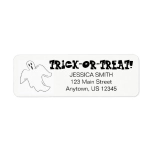 Étiquette Éffrayant Fantôme Joyeux Halloween Trick ou Treat 
