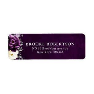 Étiquette Eggplant Purple Plum Ivory White Mariage Adresse