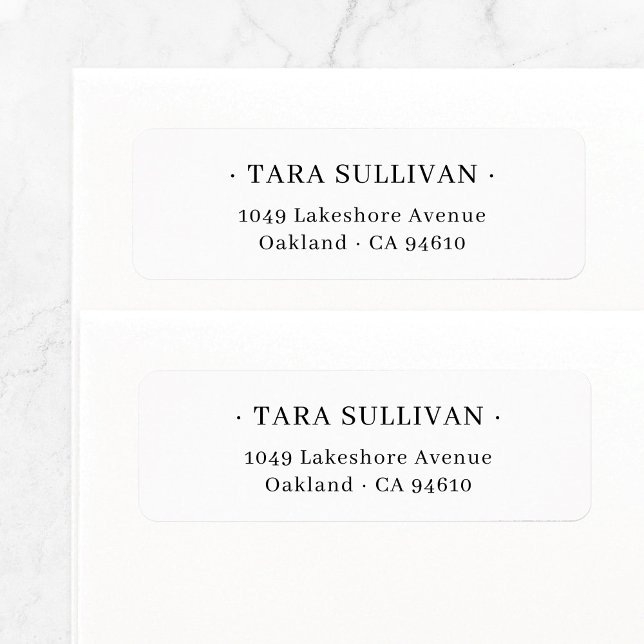 Étiquette Élégance exotique. Typographie minimale 07. (Minimal chic black and white elegant typography return address label template.)