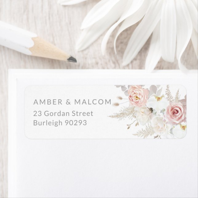 Étiquette Elégance magnifique : Blush Mariage Adresse de ret (En situation)