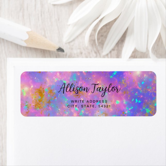 Étiquette Elégant Abstrait Gold Fire Opal Gemstone (En situation)