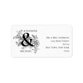Étiquette Élégant Ampersand Floral Couples Nom Adresse