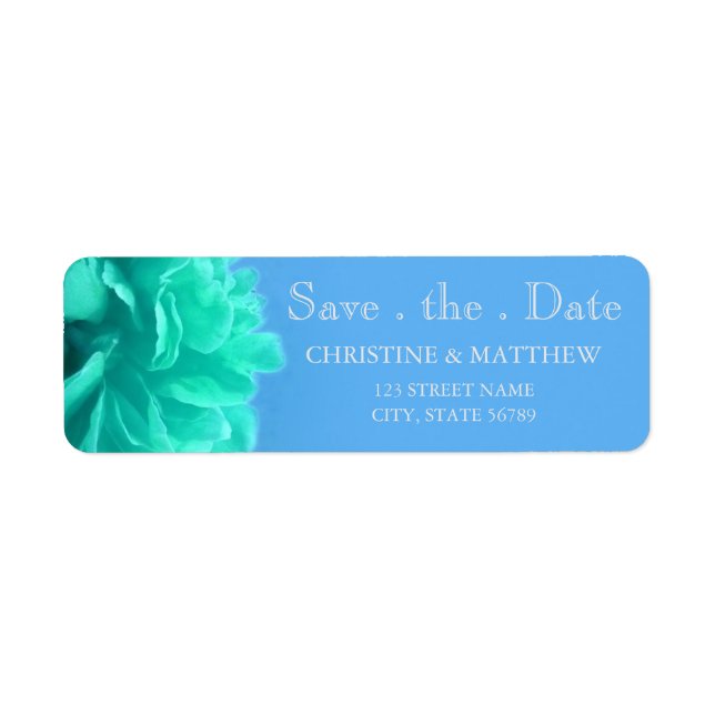 Étiquette Elégant Aquamarine Blue Floral Enregistrer La Date (Devant)