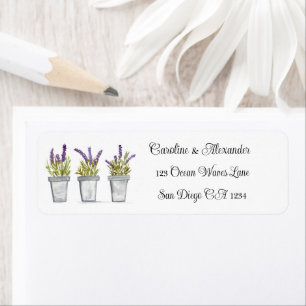 Étiquette Élégant aquarelle lavande herbes floral mariage