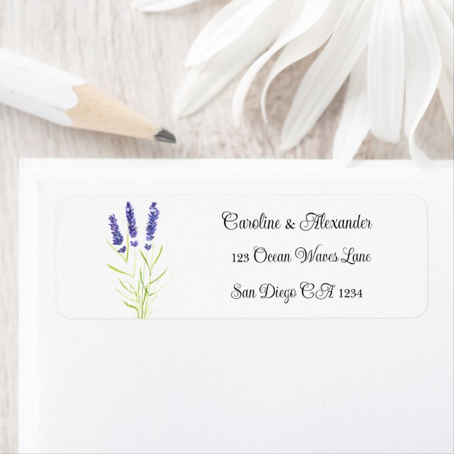 Étiquette Élégant aquarelle lavande herbes floral mariage (En situation)