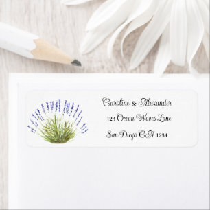 Étiquette Élégant aquarelle lavande herbes floral mariage L
