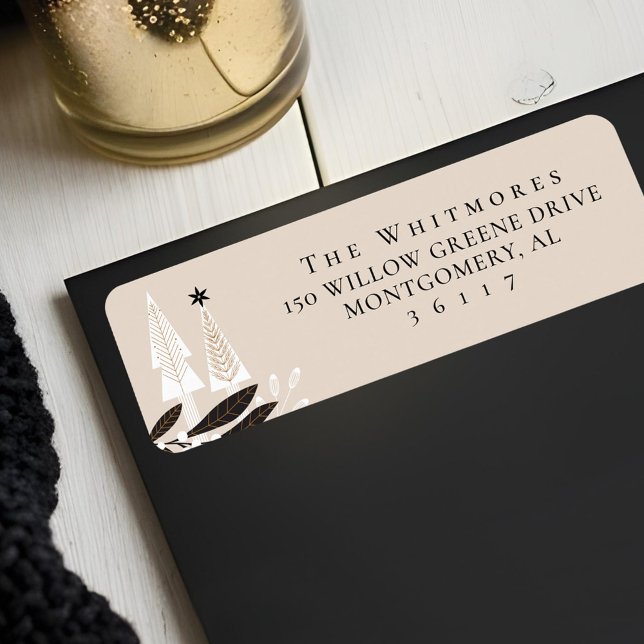 Étiquette Élégant arbre de Noël Floral À feuillage persistan (Créateur téléchargé)