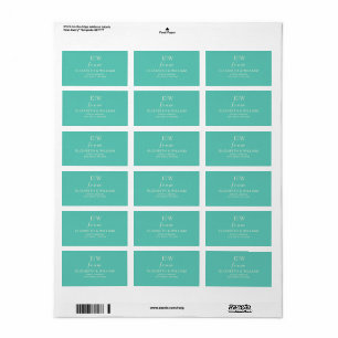 Étiquette Élégant Awe aquatique simple avec Mariage Monogram