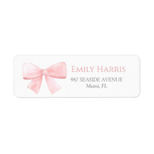 Étiquette Élégant Baby shower de fille Rose Pastel Bow Blush